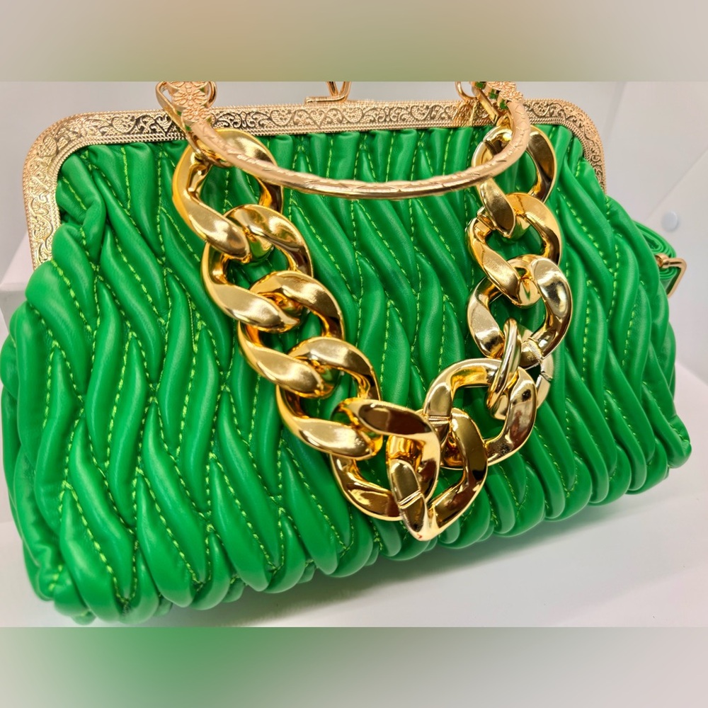 Green PU Leather Hand Bag